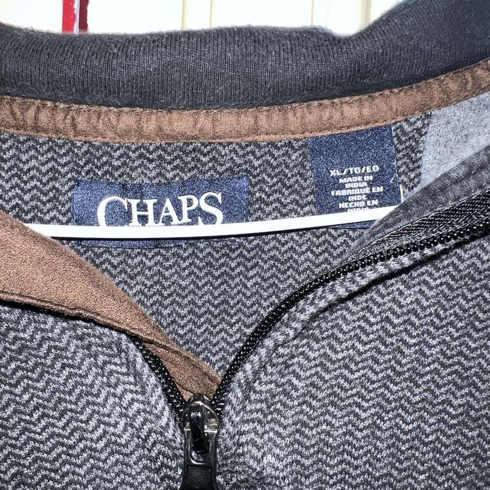 Chaps Men's Gray Tight-Knit 1/4 Zip Mock Neck Long Sleeve Pullover Sweater XL